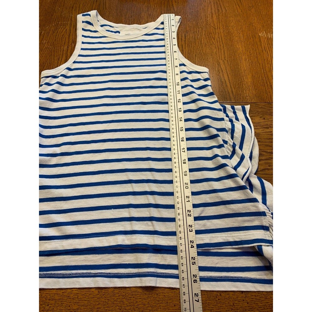 $120 Current Elliott Tank Top Side Slit Ruffle Striped Blue/Wht Size 0 *Note - Picture 8 of 12